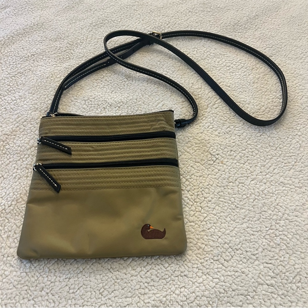 Dooney & Bourke Olive Green Nylon Crossbody Bag North South Triple Zip Purse